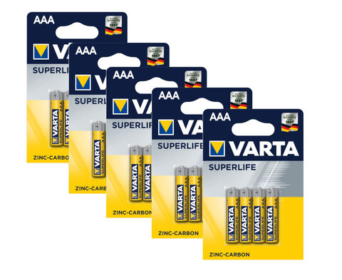 Baterie cynkowo-węglowa Varta Superlife R03 AAA 20 sztuk (5 blistrów)