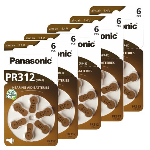 Baterie do aparatów słuchowych Panasonic 312 - 5 blistrów (30 sztuk)