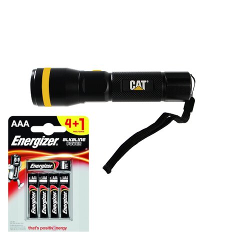 Bateryjna latarka taktyczna LED Caterpillar CT2500 + Baterie alkaliczne Energizer Alkaline Power LR03/AAA