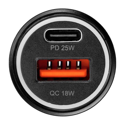 BLUE STAR adowarka samochodowa Typ C + USB A PD QC3.0 AFC PPS 3A 25W czarna
