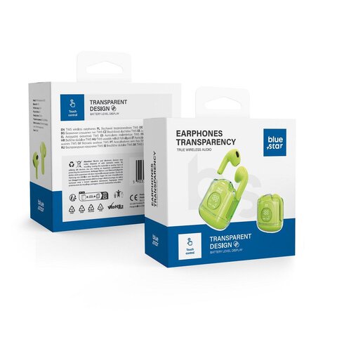 BLUE STAR suchawki bezprzewodowe / bluetooth stereo TWS Transparency Fi22 zielone