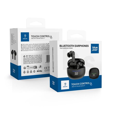 Blue Star suchawki bezprzewodowe stereo TWS BK44 czarne