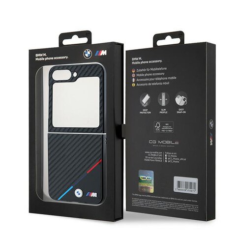 BMW nakładka do Samsung Galaxy Z Flip6 BMW000842 czarna Hardcase Carbon Tricolor