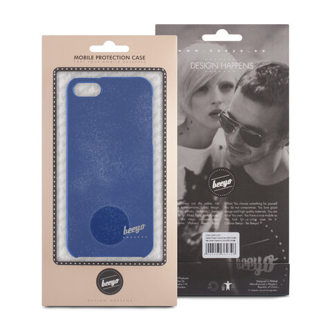 Brokatowa nakładka etui beeyo Spark do iPhone 5 / 5S niebieska + szkło hartowane