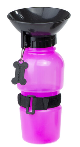 Butelka turystyczna z miską dla psa różowa 0,5 L