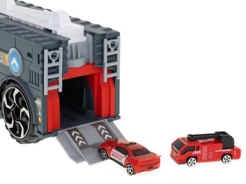 Ciężarówka transporter wóz strażacki 2w1 parking laweta 