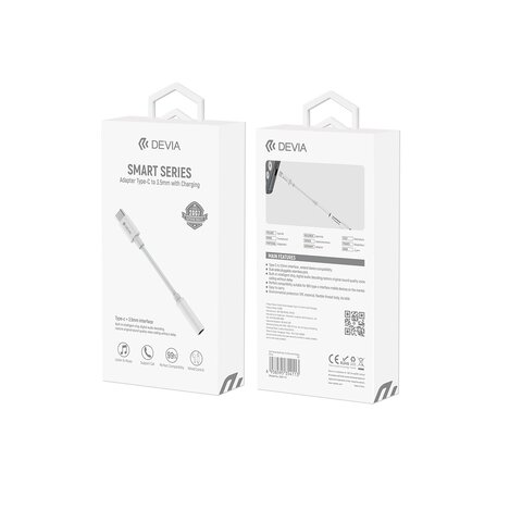 Devia adapter przejściówka EC608 USB-C - jack 3,5mm biały Devia adapter przejściówka EC608 USB-C - jack 3,5mm biały
