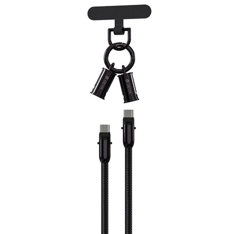 Devia kabel uniwersalna smycz 2w1 PD USB-C - USB-C 1,2 m 60W czarny