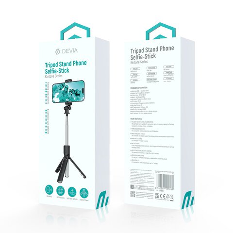 Devia selfie stick Bluetooth tripod ES083 czarny Devia selfie stick Bluetooth tripod ES083 czarny