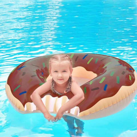 Dmuchane koło do pływania Donut Pączek brązowy 110 cm