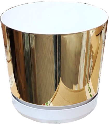 Doniczka plastikowa z podstawką Dekor Duo złoto-biała 14 cm
