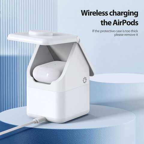 DUZZONA W20 - ładowarka indukcyjna z lampką 4w1 kompatybilna z MagSafe 15W biała