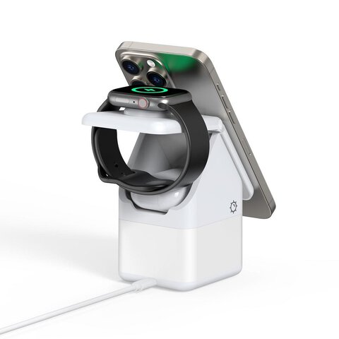 DUZZONA W20 - ładowarka indukcyjna z lampką 4w1 kompatybilna z MagSafe 15W biała