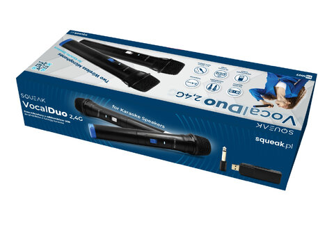 Dwa bezprzewodowe mikrofony SQUEAK VocalDuo 2,4GHz USB SQ1007