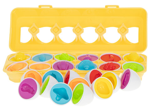 Edukacyjne puzzle klocki jajka w wytłaczance Montessori owoce i warzywa 12 sztuk