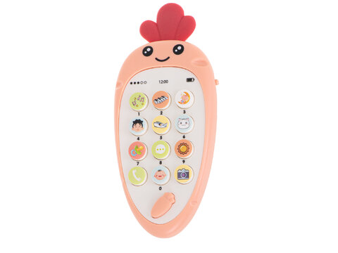 Edukacyjny telefon smartfon w kształcie marchewki dla dzieci czerwony