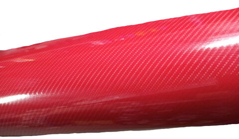 Folia carbon 3D czerwona do oklejania odcinek 1,52 x 0,1 m