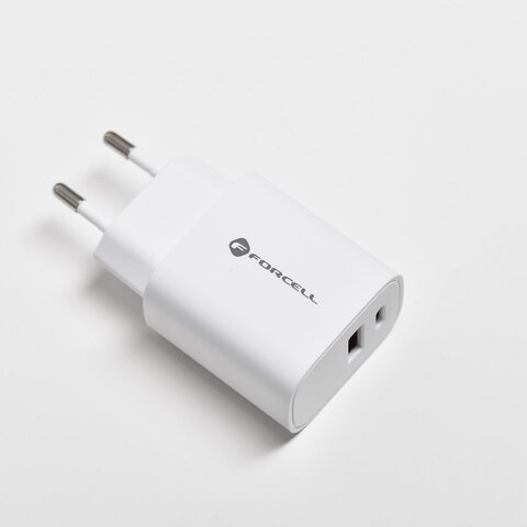 Forcell adowarka Sieciowa - 3A 30W z dwoma portami: USB typ C i USB A z adowaniem PD i QC 4.0