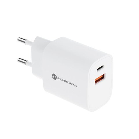 Forcell adowarka Sieciowa - 3A 30W z dwoma portami: USB typ C i USB A z adowaniem PD i QC 4.0
