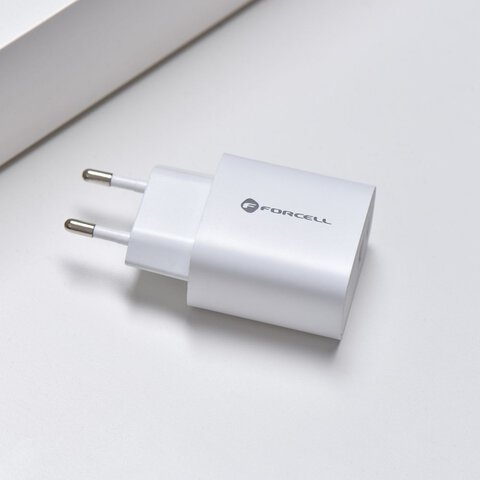 Forcell adowarka Sieciowa - 3A 30W z dwoma portami: USB typ C i USB A z adowaniem PD i QC 4.0