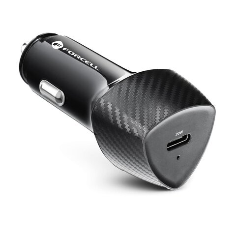 FORCELL CARBON adowarka samochodowa Typ C 3.0 PD20W CC50-1C  (Total 20W) + kabel do Apple Lightning 8-pin PD20W