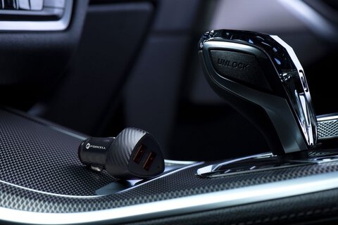 FORCELL CARBON ładowarka samochodowa USB QC 3.0 18W + USB QC 3.0 18W CC50-2A36W czarny (Total 36W)