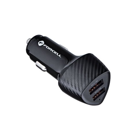 FORCELL CARBON ładowarka samochodowa USB QC 3.0 18W + USB QC 3.0 18W CC50-2A36W czarny (Total 36W)