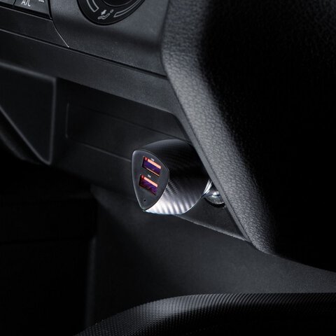 FORCELL CARBON ładowarka samochodowa USB QC 3.0 18W + USB QC 3.0 18W CC50-2A36W czarny (Total 36W)