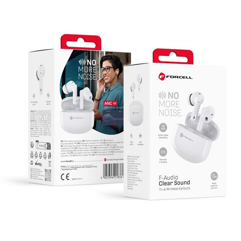 FORCELL F-AUDIO suchawki bezprzewodowe / bluetooth stereo TWS CLEAR Sound biae WYPRZEDAŻ!