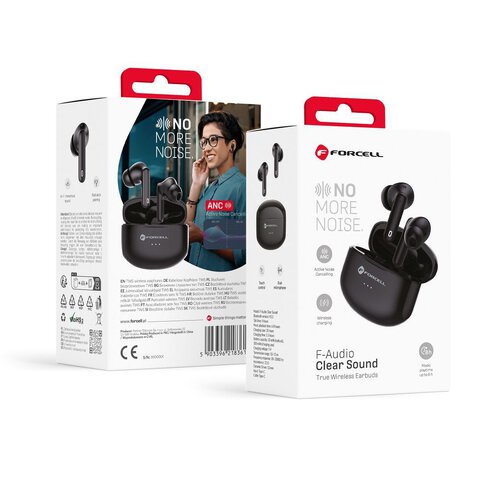 FORCELL F-AUDIO suchawki bezprzewodowe / bluetooth stereo TWS CLEAR Sound czarne