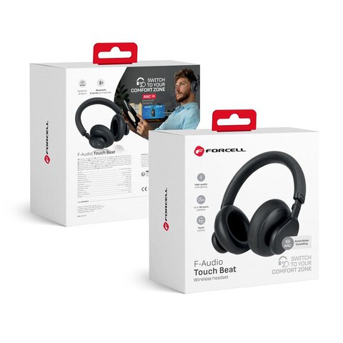 FORCELL F-AUDIO suchawki bezprzewodowe nagowne ANC Touch Beat czarne