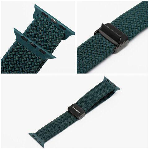FORCELL F-DESIGN FA02 pasek magnetyczny nylonowy do APPLE Watch 38 / 40 / 41 mm ciemny zielony