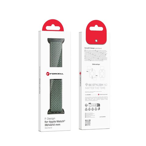 FORCELL F-DESIGN FA02 pasek magnetyczny nylonowy do APPLE Watch 38 / 40 / 41 mm oliwkowy