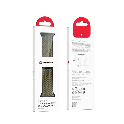 FORCELL F-DESIGN FA02 pasek magnetyczny nylonowy do APPLE Watch 42 / 44 / 45 / 49 mm ciemny oliwkowy