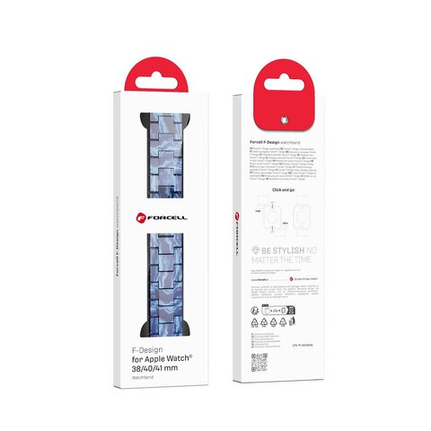 FORCELL F-DESIGN FA04 pasek żywiczny marmurkowy do APPLE Watch 38 / 40 / 41 mm niebieski