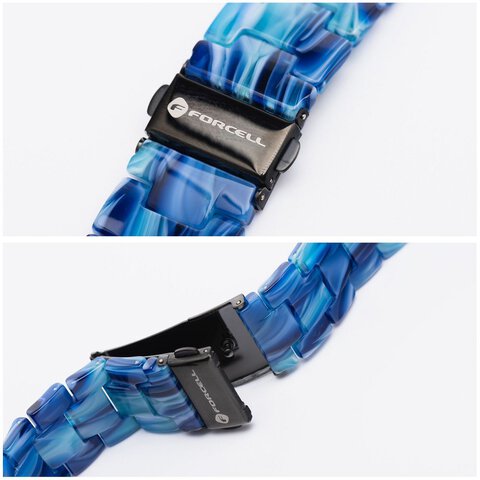 FORCELL F-DESIGN FA04 pasek żywiczny marmurkowy do APPLE Watch 38 / 40 / 41 mm niebieski