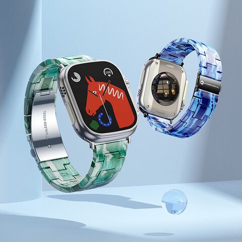 FORCELL F-DESIGN FA04 pasek żywiczny marmurkowy do APPLE Watch 38 / 40 / 41 mm zielony