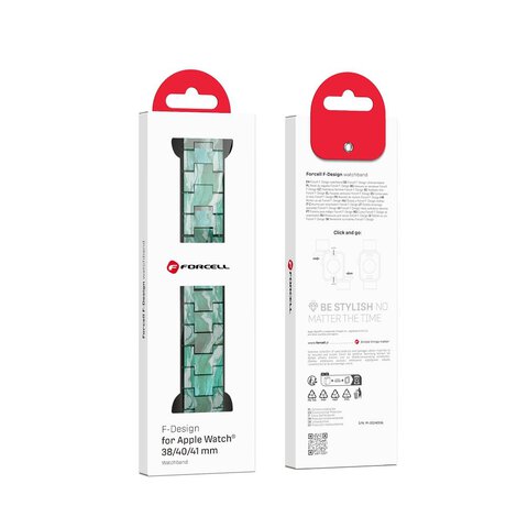 FORCELL F-DESIGN FA04 pasek żywiczny marmurkowy do APPLE Watch 38 / 40 / 41 mm zielony