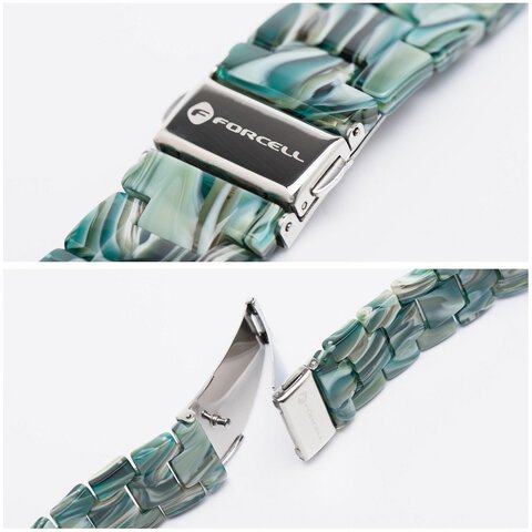 FORCELL F-DESIGN FA04 pasek żywiczny marmurkowy do APPLE Watch 38 / 40 / 41 mm zielony