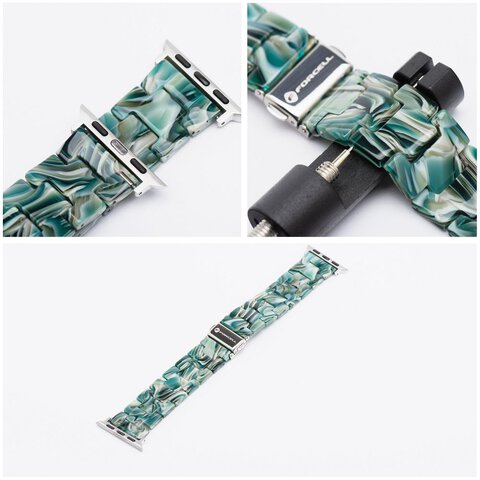 FORCELL F-DESIGN FA04 pasek żywiczny marmurkowy do APPLE Watch 38 / 40 / 41 mm zielony