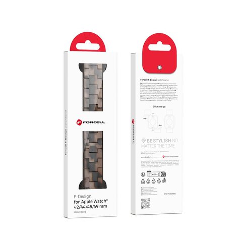 FORCELL F-DESIGN FA04 pasek żywiczny marmurkowy do APPLE Watch 42 / 44 / 45 / 49 mm brązowy