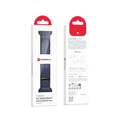 FORCELL F-DESIGN FA05 pasek nylonowy do APPLE Watch 42 / 44 / 45 / 49 mm niebieski