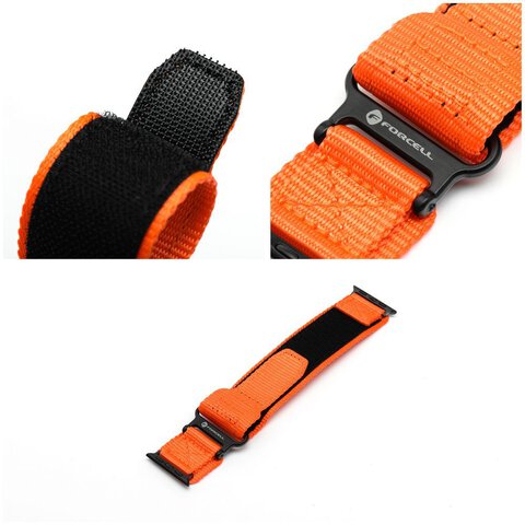 FORCELL F-DESIGN FA05 pasek nylonowy do APPLE Watch 42 / 44 / 45 / 49 mm pomarańczowy