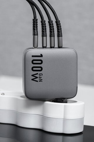 Forcell F-Energy adowarka Sieciowa GaN - 100W z portami: 3x USB C i USB A z adowaniem PD i QC 4.0