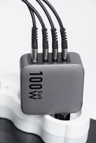 Forcell F-Energy adowarka Sieciowa GaN - 100W z portami: 3x USB C i USB A z adowaniem PD i QC 4.0