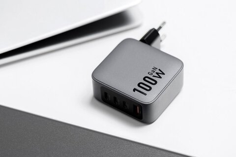 Forcell F-Energy adowarka Sieciowa GaN - 100W z portami: 3x USB C i USB A z adowaniem PD i QC 4.0