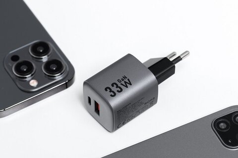 Forcell F-Energy adowarka Sieciowa GaN - 33W z portami: USB C i USB A z adowaniem PD i QC 4.0