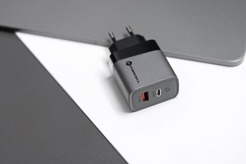 Forcell F-Energy adowarka Sieciowa GaN - 45W z portami: USB C i USB A z adowaniem PD i QC 4.0