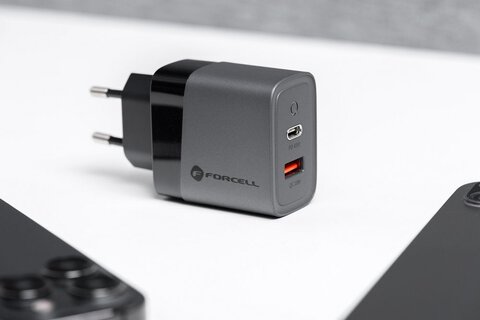 Forcell F-Energy adowarka Sieciowa GaN - 45W z portami: USB C i USB A z adowaniem PD i QC 4.0