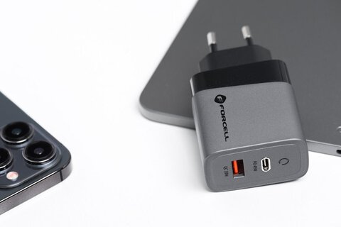 Forcell F-Energy adowarka Sieciowa GaN - 45W z portami: USB C i USB A z adowaniem PD i QC 4.0